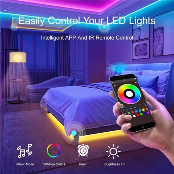 LED Strip Lights 200 FT RGB Color Changing Bedroom Room Party Music Sync Lightin - Picture 7 of 8